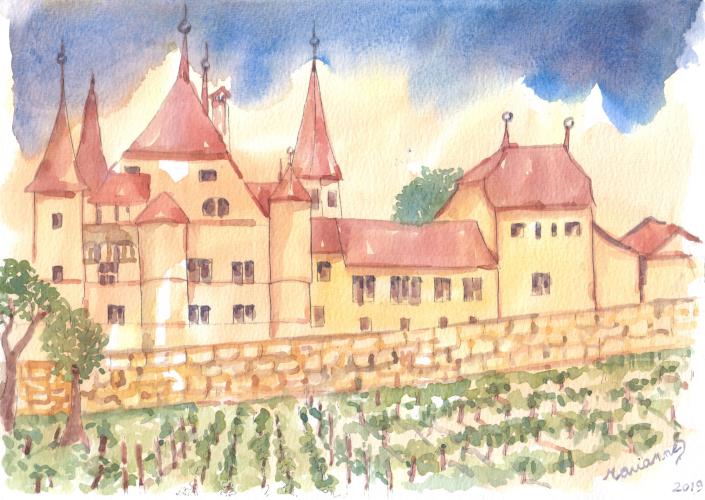 Le Château de Cressier depuis les vignes