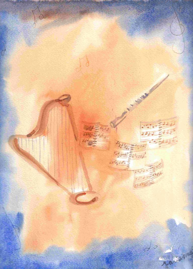 Harpe et flute